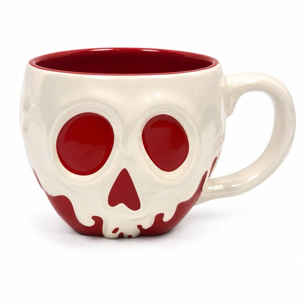 Disney Snow White Evil Queen Poison Apple Skull 2012 Red White Coffee Mug Unused